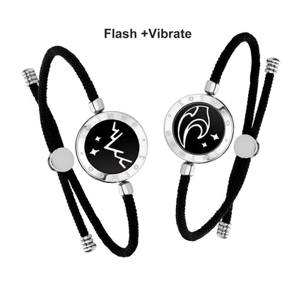 Totwoo Long Distance Touch Light Up&Vibrate Bracelets for Couples, Long Distance Relationship Gifts Smart Sun&Moon Love Bracelet